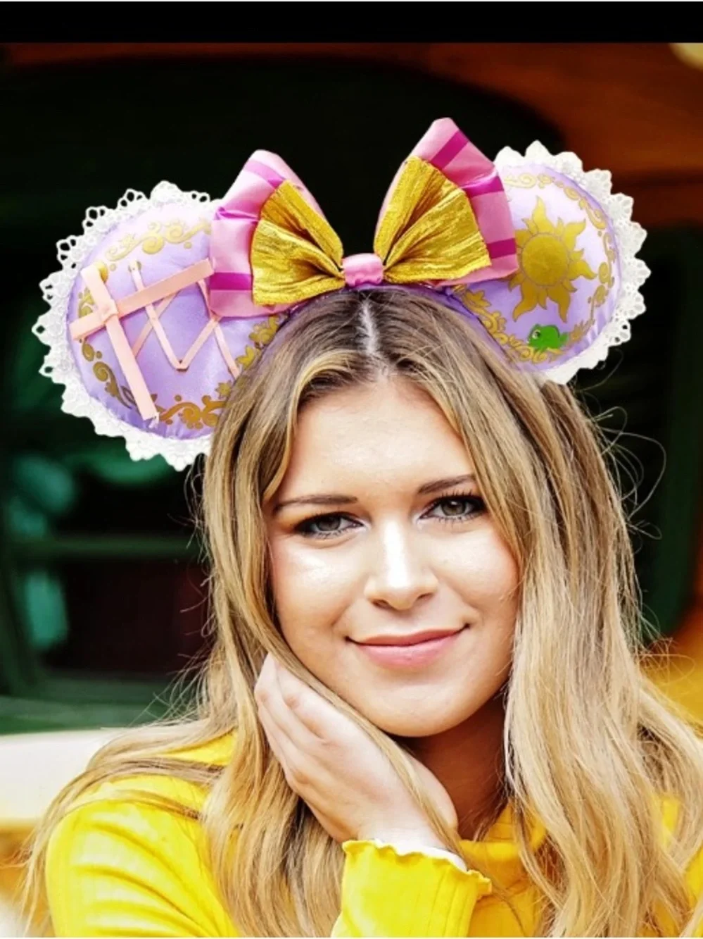 NWT DISNEY Rapunzel Tangled Pascal Minnie Bow Mickey Ears Headband Purpke Yellow